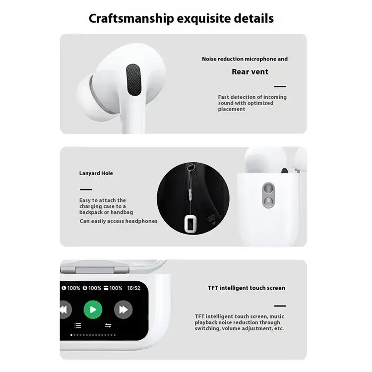 WiWU T22 ANC True Wireless Earbuds with LCD Touch Control Charging Case