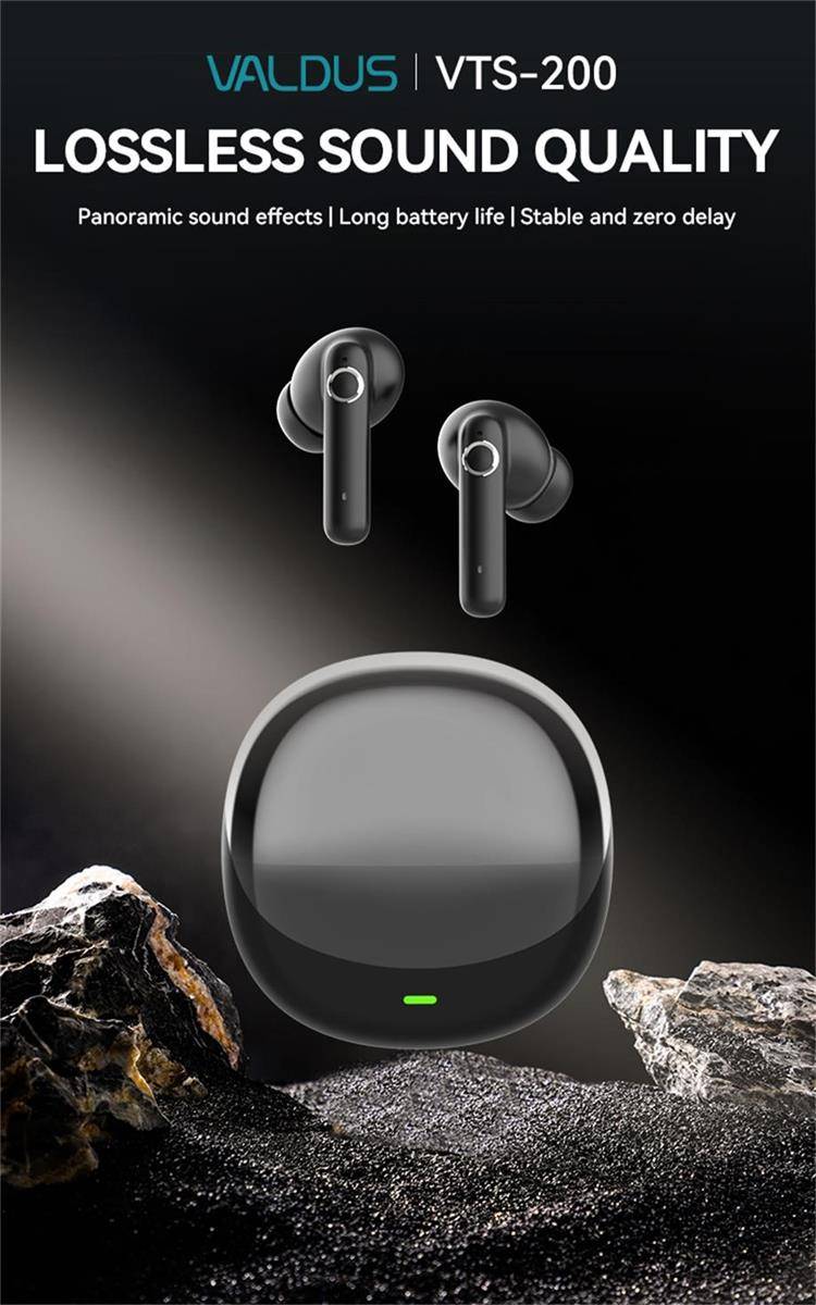 Valdus VTS-200 TWS Bluetooth Earbuds with Fashionable Transparent Charging Case