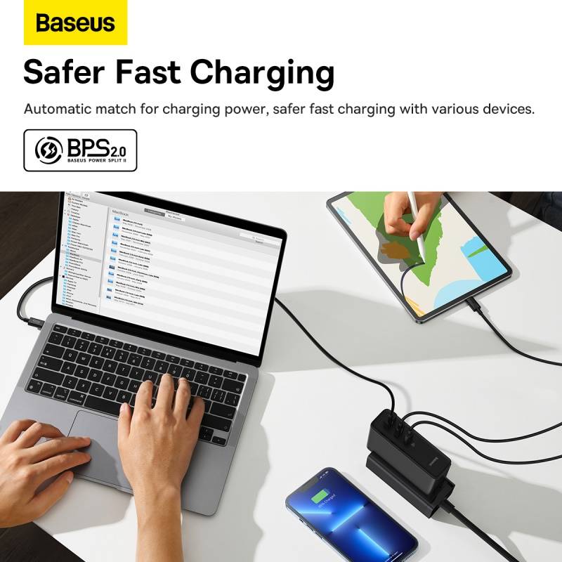 BASEUS GaN5 Pro 140W Fast Charger 2 Type-C & 1 USB Ports CN Plug Charging Adapter