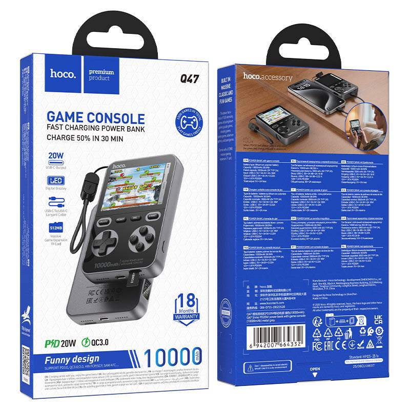 Hoco Q47 10000mAh Power Bank with Built-in Game Console