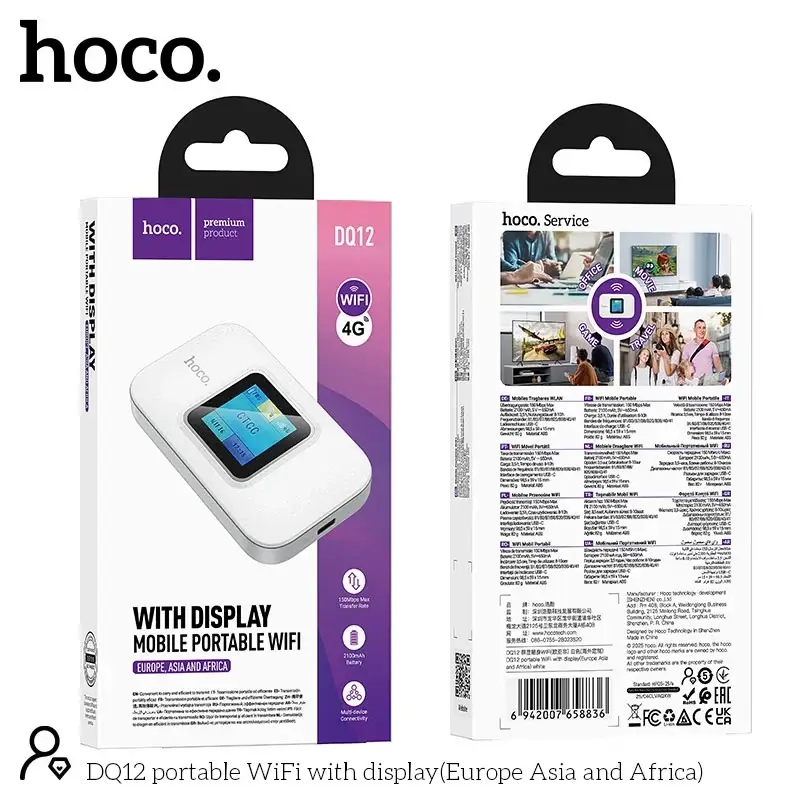 Hoco DQ12 Portable 4G Mobile WiFi Router with LED Display