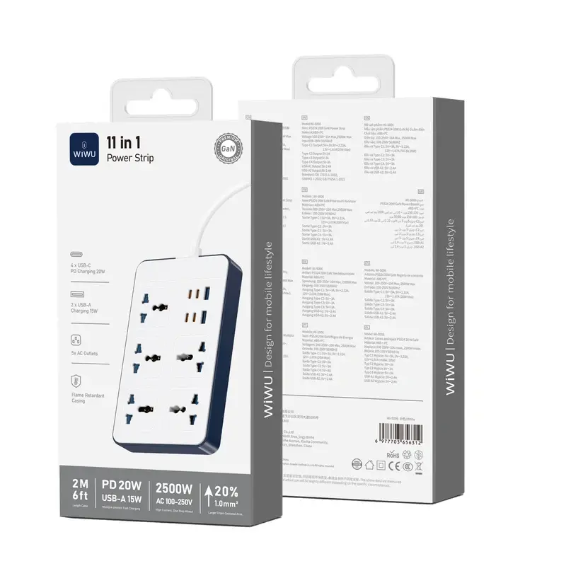 WiWU Wi-S006 PS524 20W GaN 11-in-1 Multifunctional Power Strip