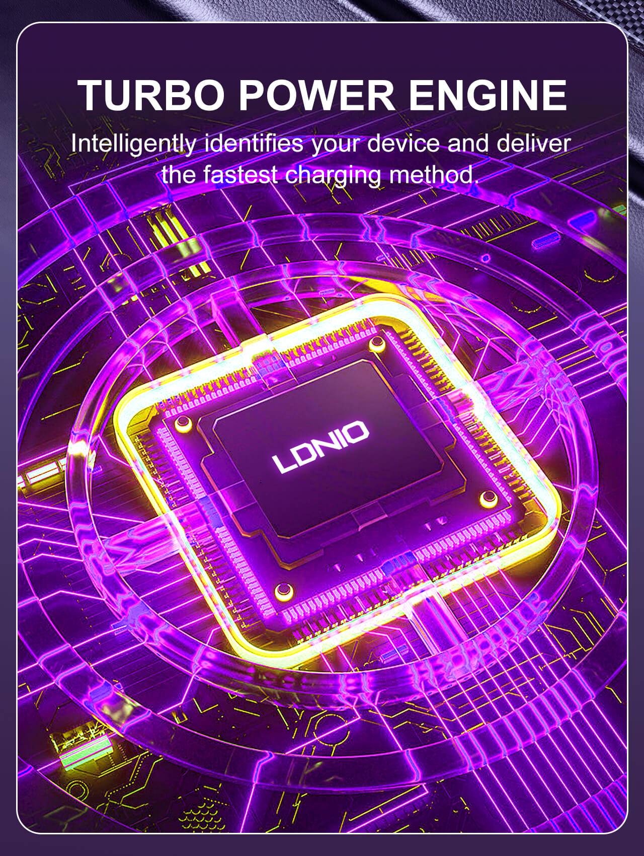 LDNIO C107 Ultra-Fast Car Charger with Built-in Type-C/Lightning Cable