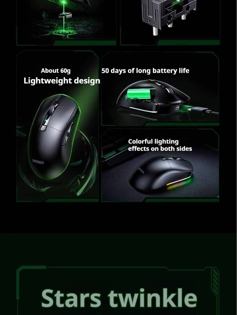 Ugreen G908 RGB Wireless Gaming Mouse PAW3395 4K DPI Three-Mode Flash
