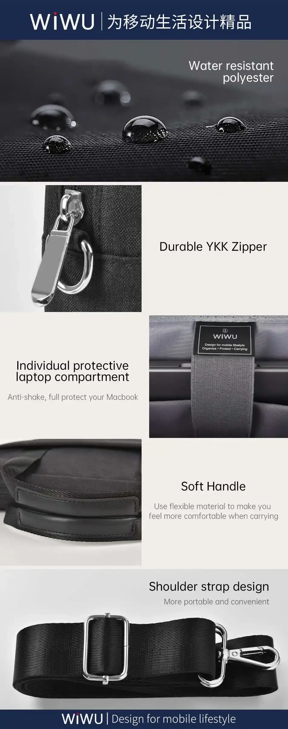 WiWU Minimalist Pro II Slim Laptop Bag Lightweight & Water-Resistant Laptops Bag