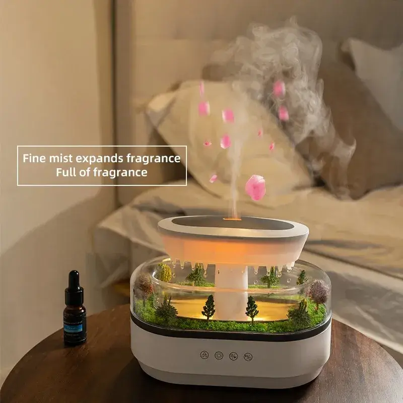 Rain Cloud Aroma Diffuser Small Air Humidifiers Water Drip Micro Landscape With 7 Night Light