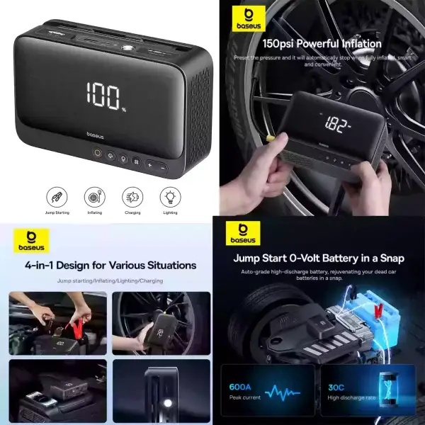 Baseus BS-CH013 Super Energy Series 4-in-1 Car Jump Starter 600A Portable Power Bank