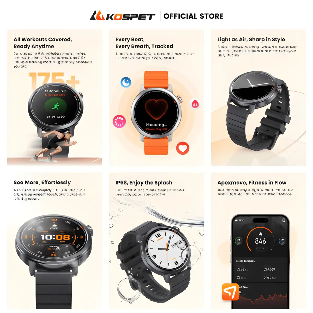 KOSPET ORB AMOLED Bluetooth Calling Smartwatch Grey