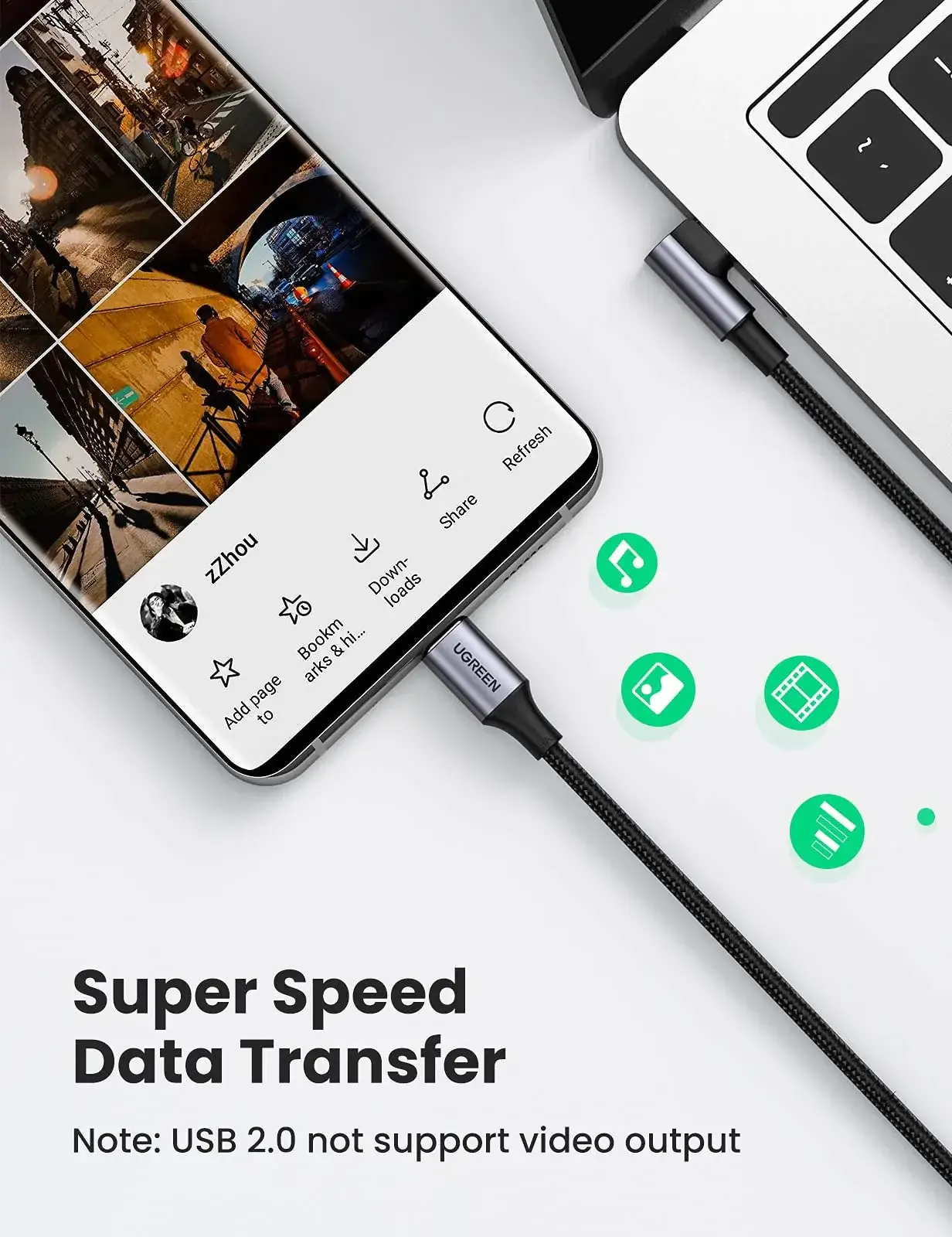 UGREEN US334 USB-C to USB-C Cable 100W 5A Fast Charging 2M