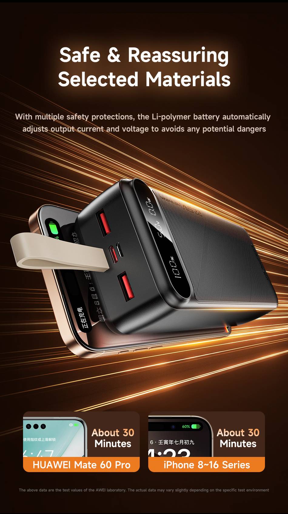 AWEI PA-12 30000mAh 22.5W Fast Charging Power Bank