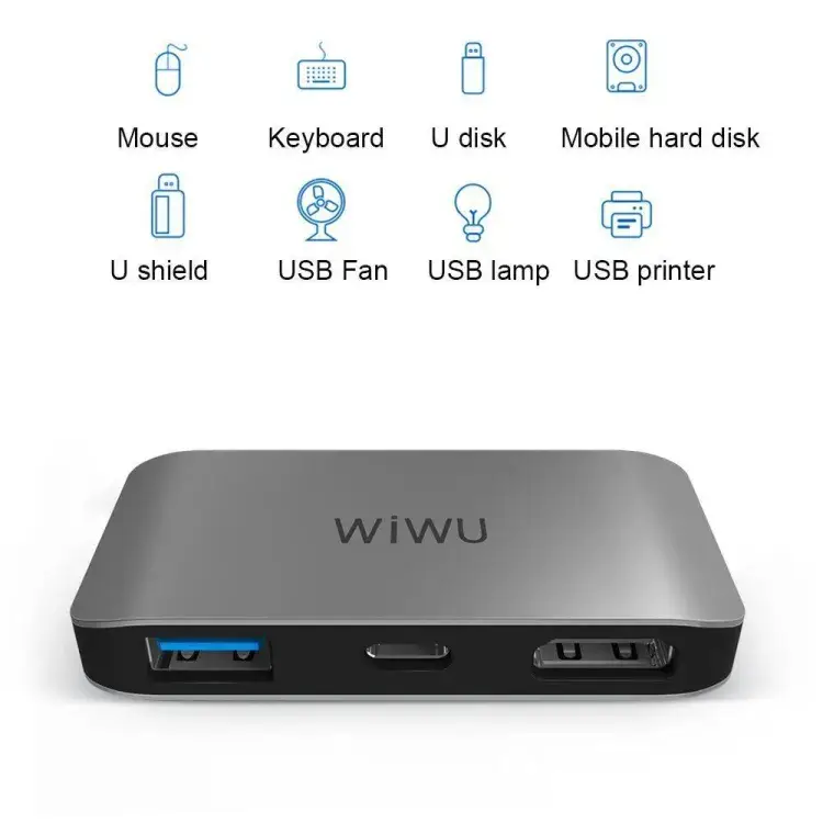 WIWU Alpha C2H 3-in-1 USB-C to HDMI and USB Adapter