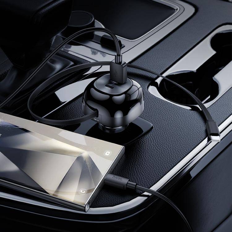 Hoco NZ15 60W PD Type-C Car Charger with Retractable Cable