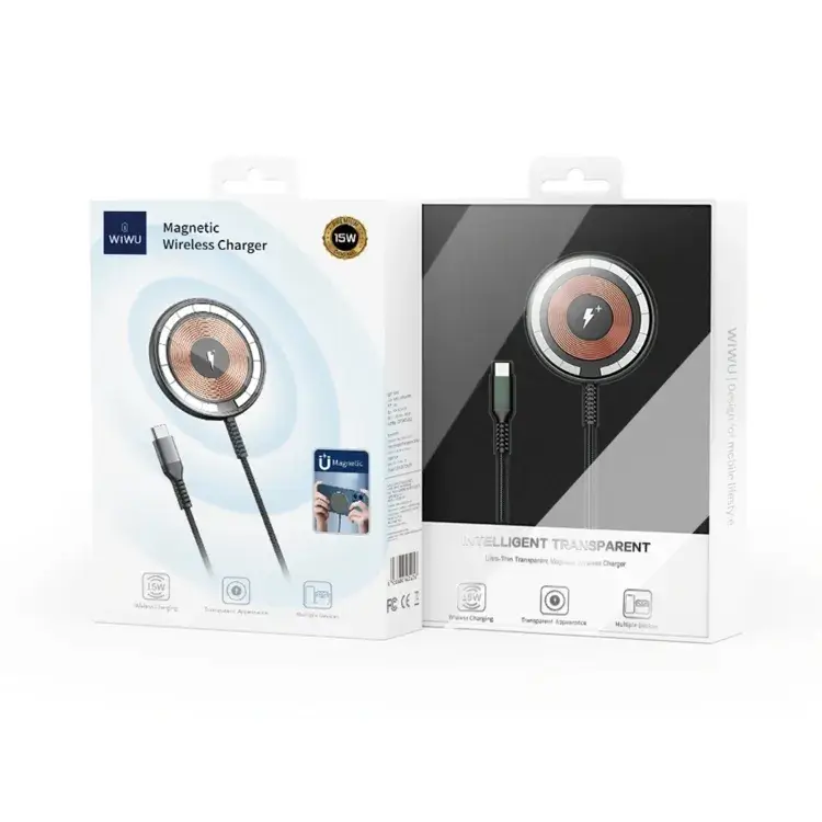 WiWU M14 Transparent Magnetic Wireless Charging Stand with LED Indicator