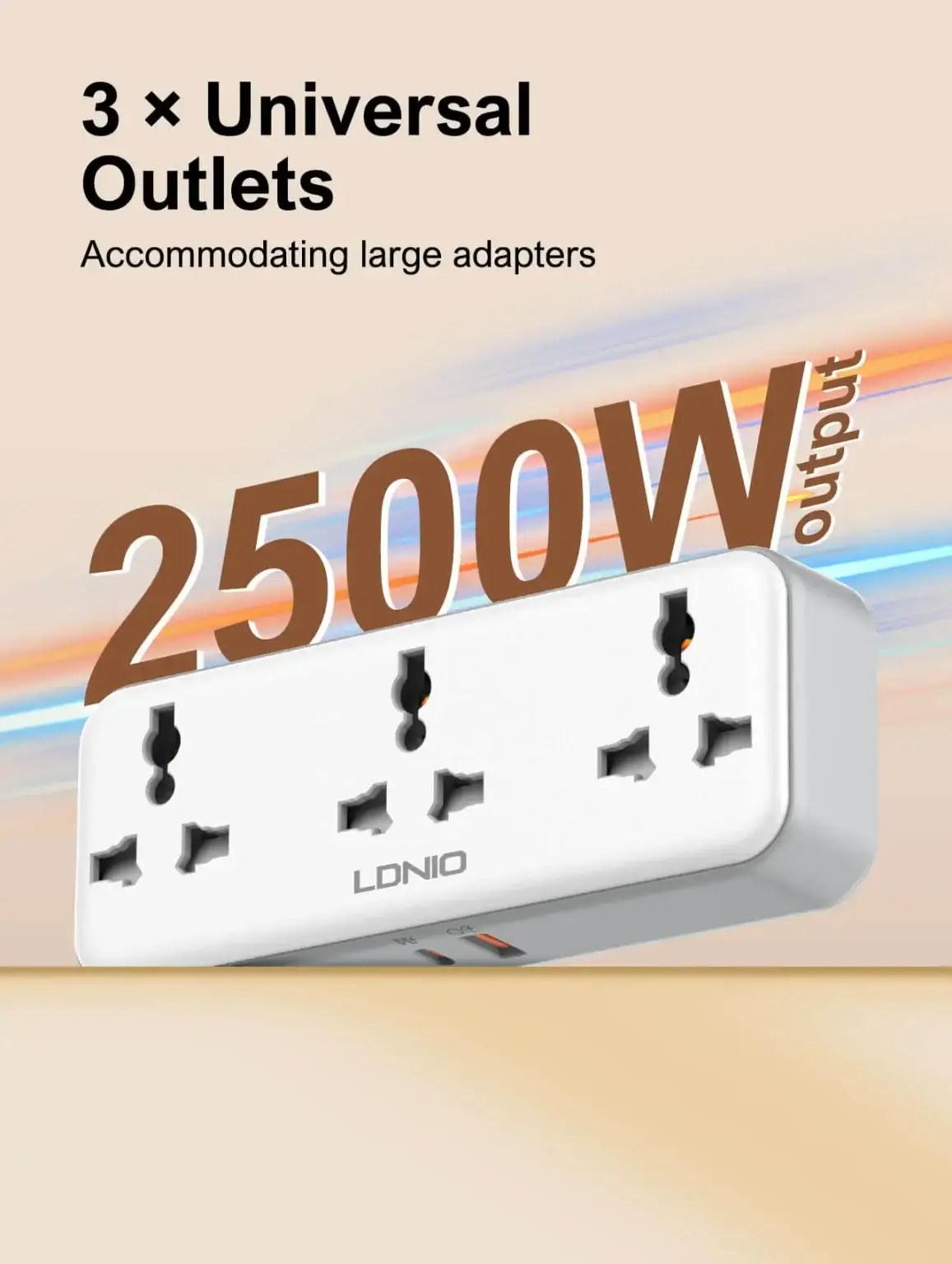 LDNIO SC3317 Portable Power Strip with 3 AC Outlets and Extension Cord