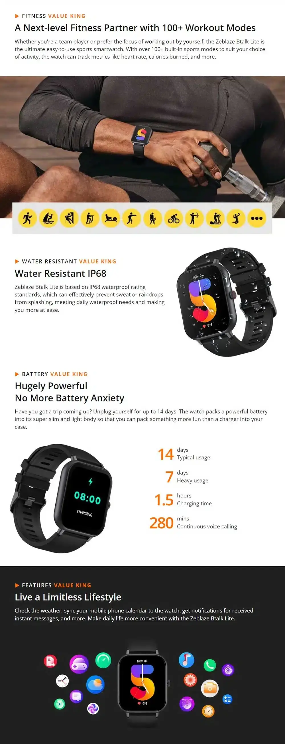 Zeblaze Btalk Lite Bluetooth Calling Smart watch
