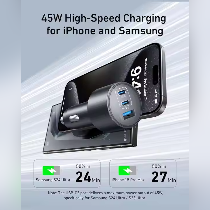 Anker Nano A2737 167.5W Ultra-Fast Car Charger with Dual USB-C & USB-A Ports