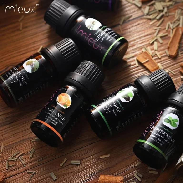 Imieux Pure Natural Essential Oils Aromatherapy & Diffuser Set 6-Pack 10ml