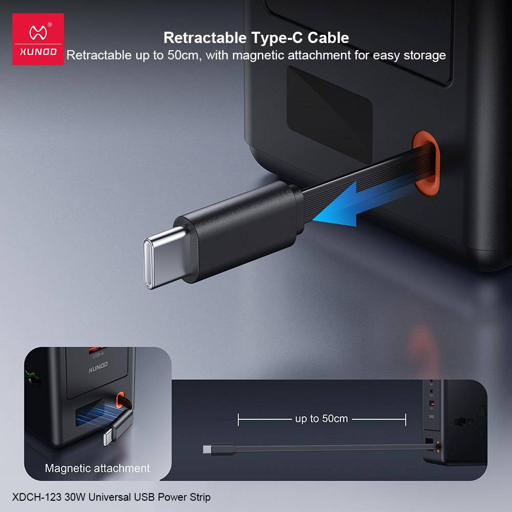XUNDD XDCH-123 30W Universal USB Fast-Charging Power Strip
