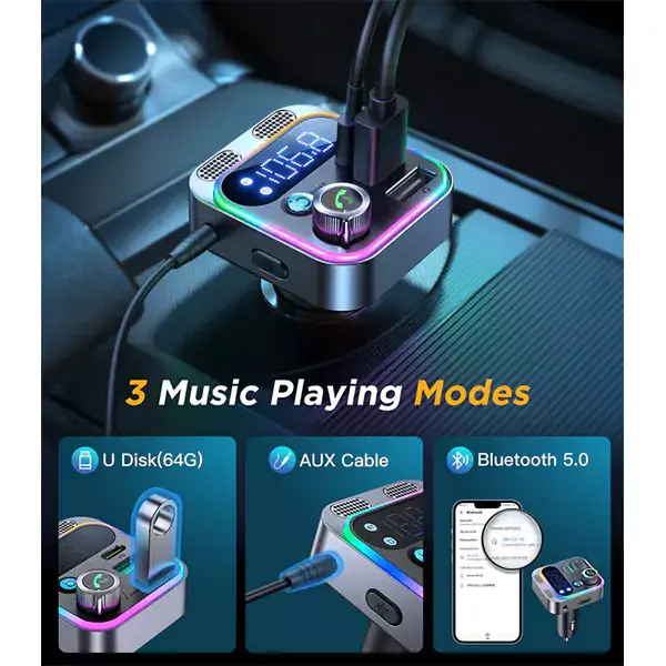 JOYROOM JR-CL16 48W Bluetooth FM Transmitter Car Charger with MP3 Playback