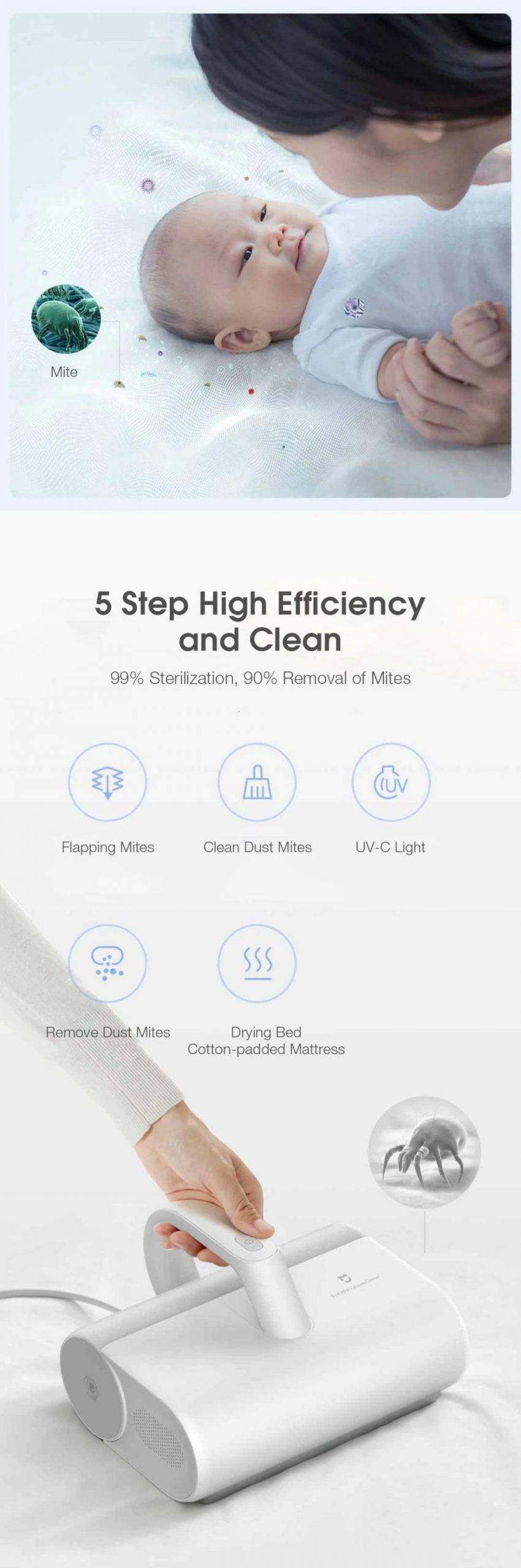 Xiaomi Mijia UV Sterilization Anti-Mite Vacuum Cleaner with 12000Pa Suction