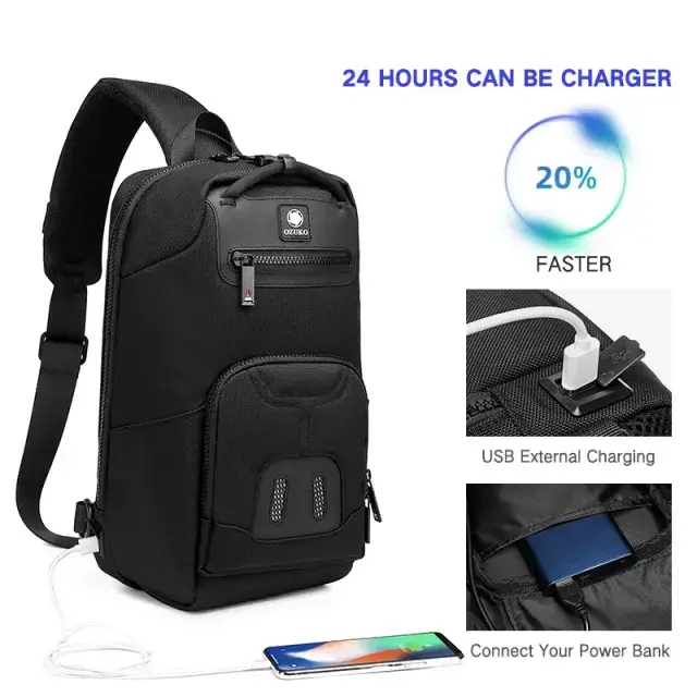Ozuko 9420 Men's Mini Anti-Theft Sling Bag Nylon Crossbody Chest & Phone Shoulder Bag