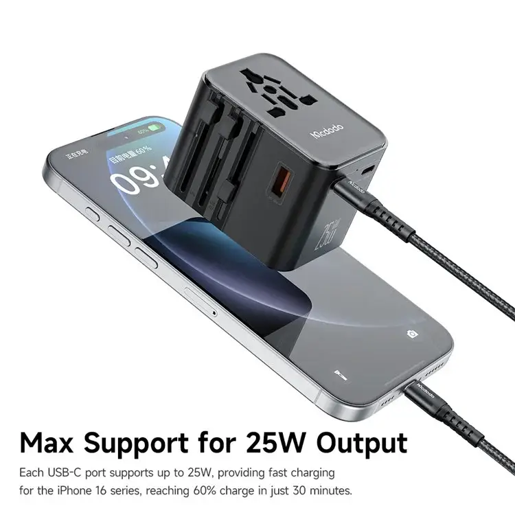 Mcdodo CP-3260 MDD G5 Series 25W Universal Travel Charger Dual Type-C + USB-A Ports with USB-C to USB-C Cable
