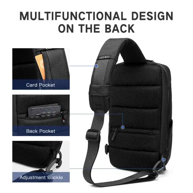Ozuko 9420 Men's Mini Anti-Theft Sling Bag Nylon Crossbody Chest & Phone Shoulder Bag