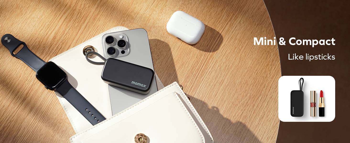 Momax IP130 1-Power Mini 5000mAh 3-in-1 Power Bank with Built-In USB-C Connector