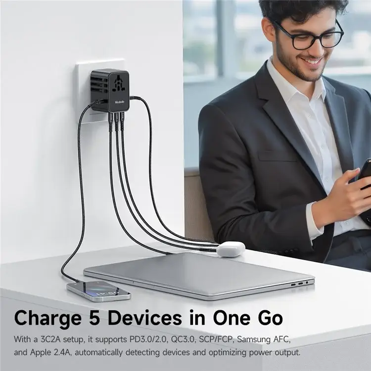 Mcdodo CP-3270 45W Universal Travel Adapter Kit with 3 USB-C & 2 USB-A Ports + USB-C to USB-C Cable