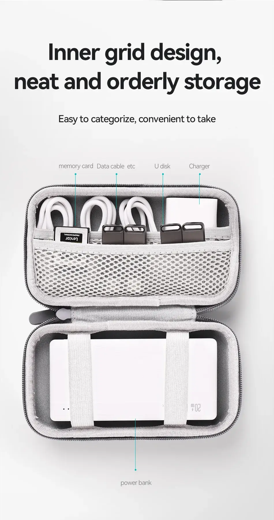 USAMS Portable Travel Bag for Power Banks Chargers and Accessories