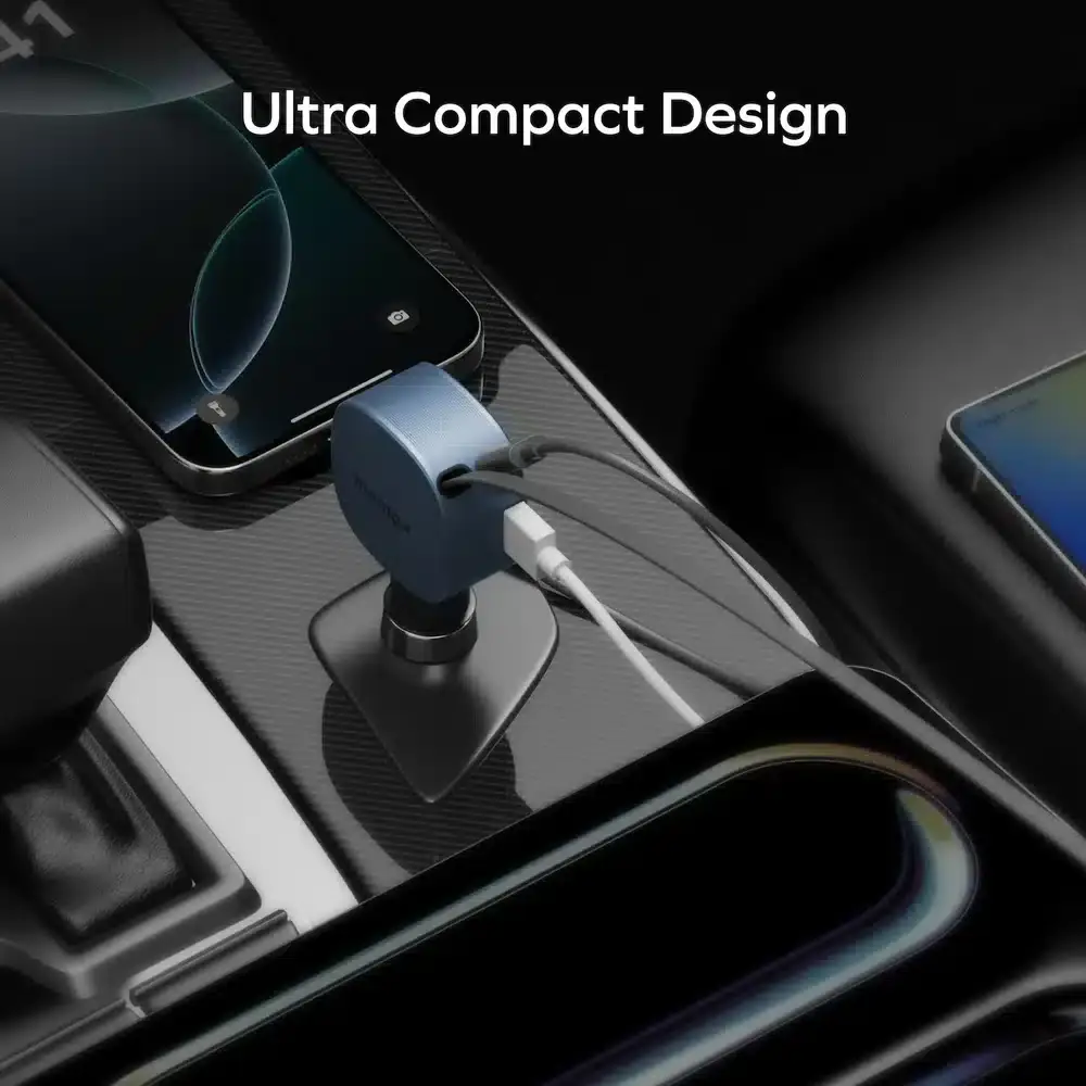Momax 1-Move⁺ 60W 2-Port Car Charger with Built-In Retractable Cable