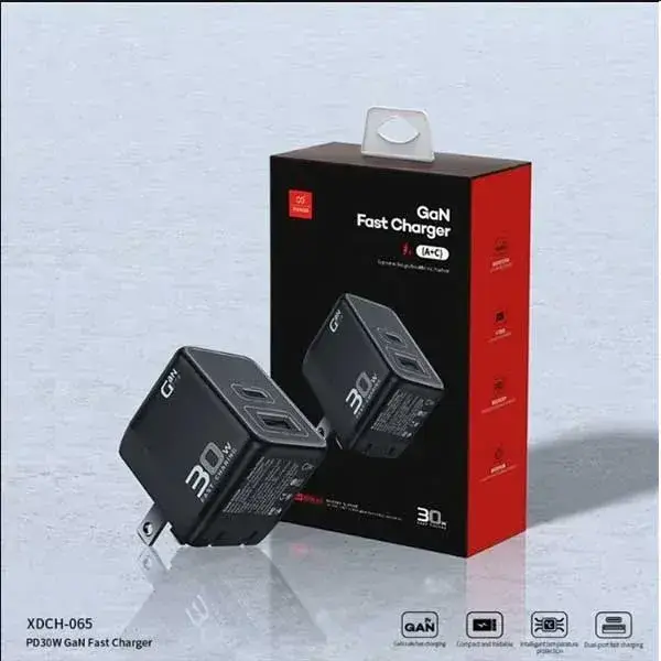 XUNDD XDCH-065 20W / 30W GaN Fast Charger Dual Port USB-A & USB-C Power Adapter