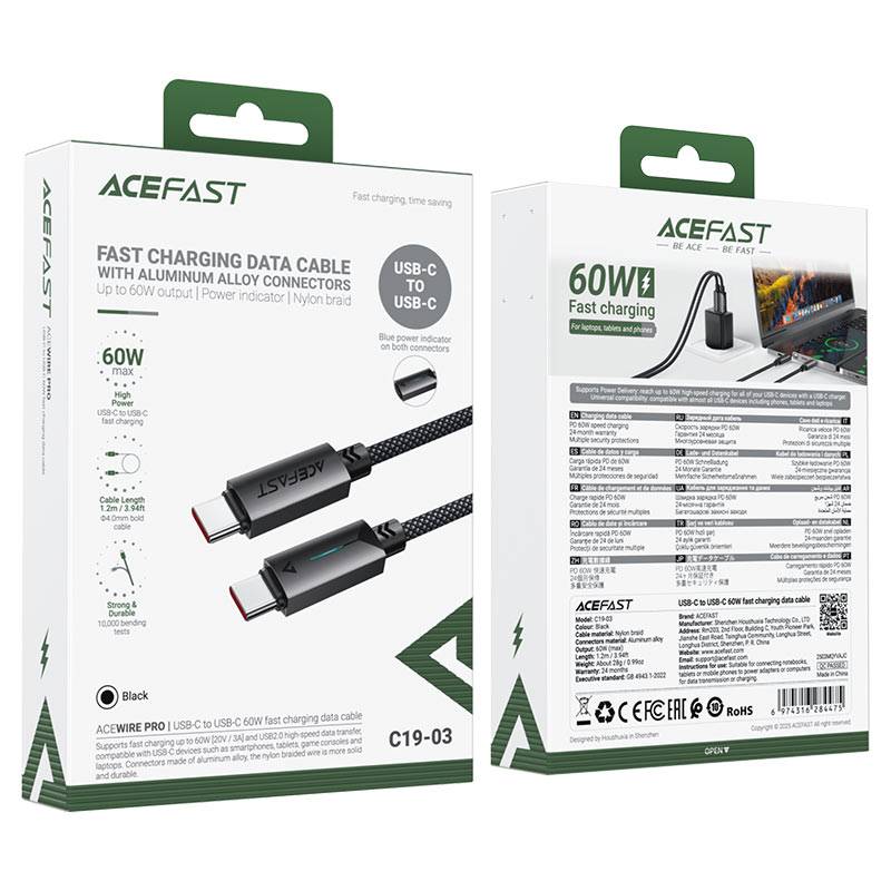 ACEFAST C19-03 60W USB-C to USB-C Fast Charging & Data Transfer Cable