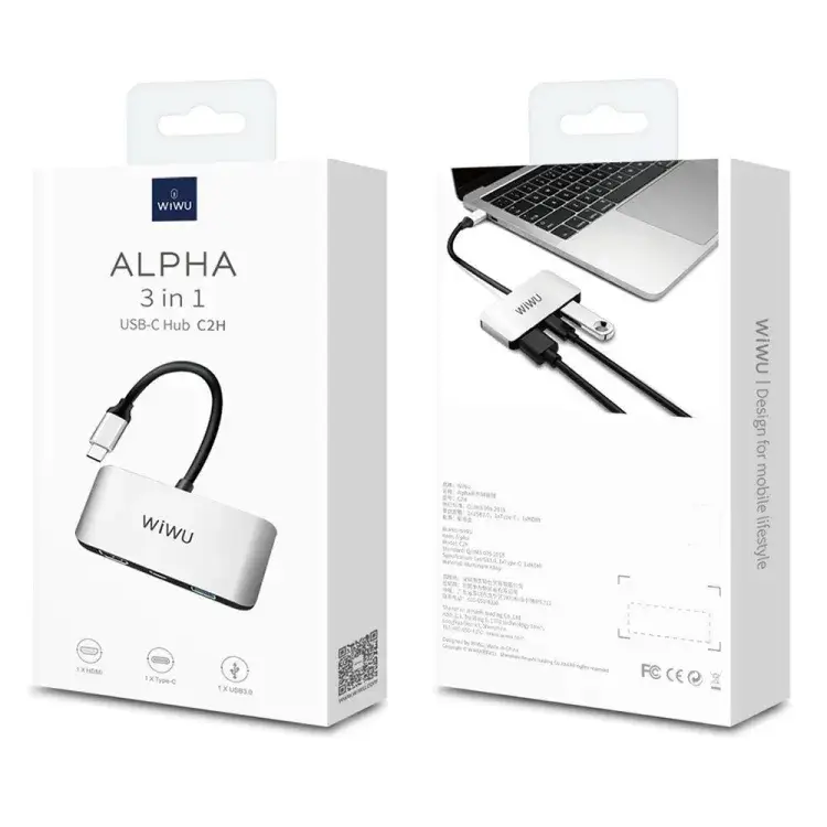 WIWU Alpha C2H 3-in-1 USB-C to HDMI and USB Adapter