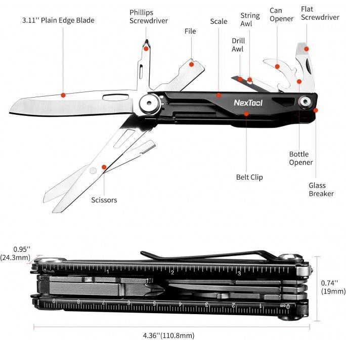 NexTool 12-in-1 Knight EDC Multitool Foldable Survival Kit