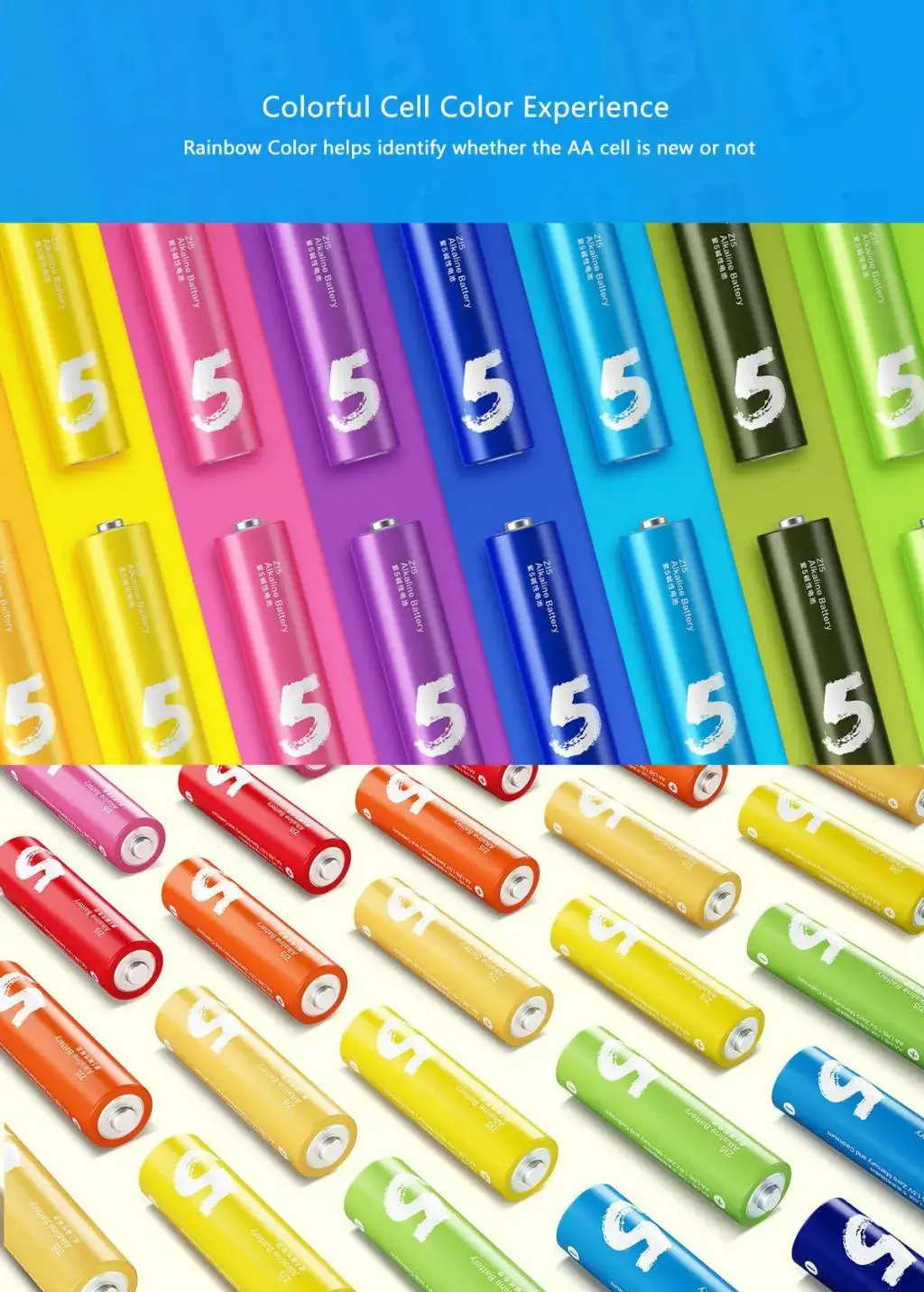Xiaomi ZMI Zi5 AA Alkaline Batteries Rainbow Design 10-Pack