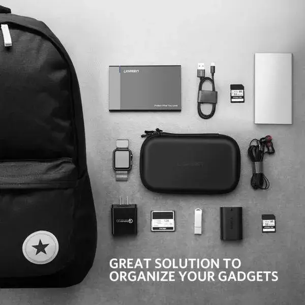UGREEN 40707 External Hard Drive & Electronics Travel Organizer Case