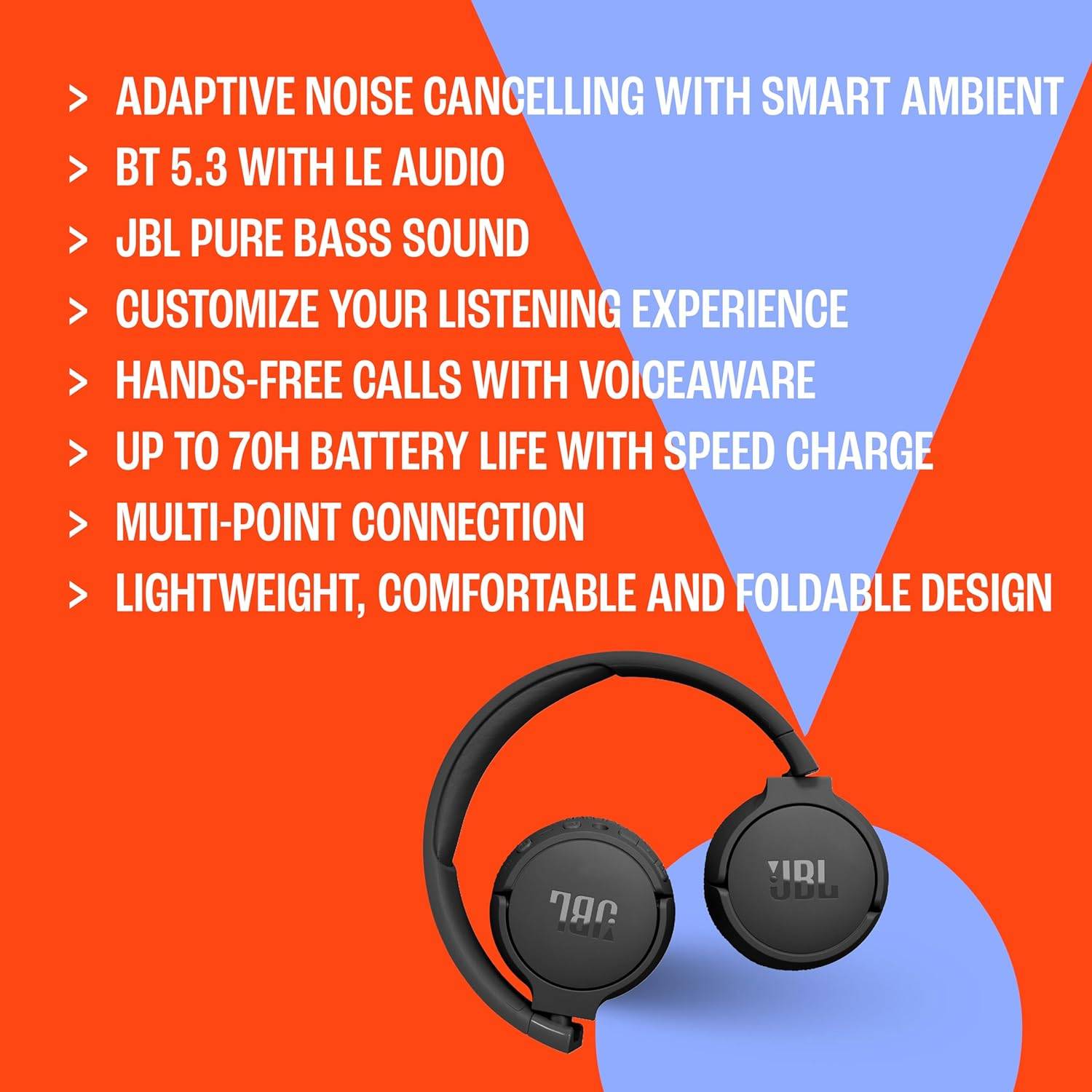 JBL Tune 670NC Wireless Over-Ear Noise-Cancelling Headphones