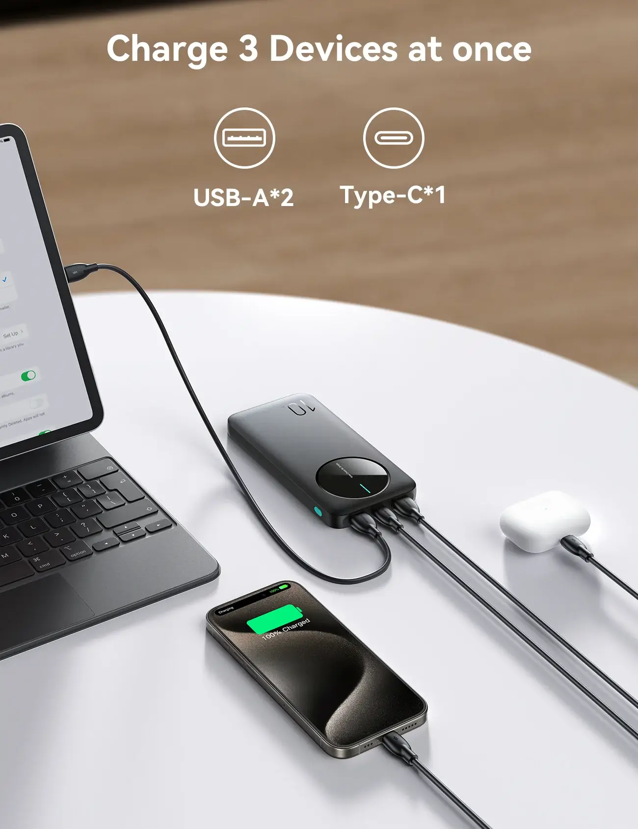 JOYROOM JR-PBF12 2.4A 10000mAh Power Bank 22.5W Fast Charging with LED Display