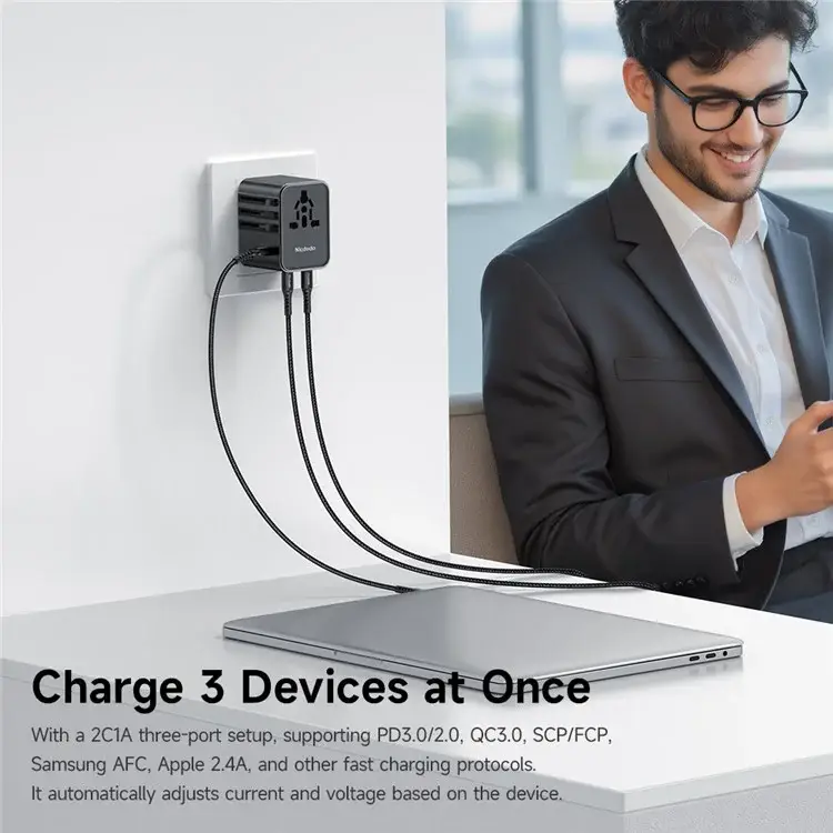 Mcdodo CP-3260 MDD G5 Series 25W Universal Travel Charger Dual Type-C + USB-A Ports with USB-C to USB-C Cable