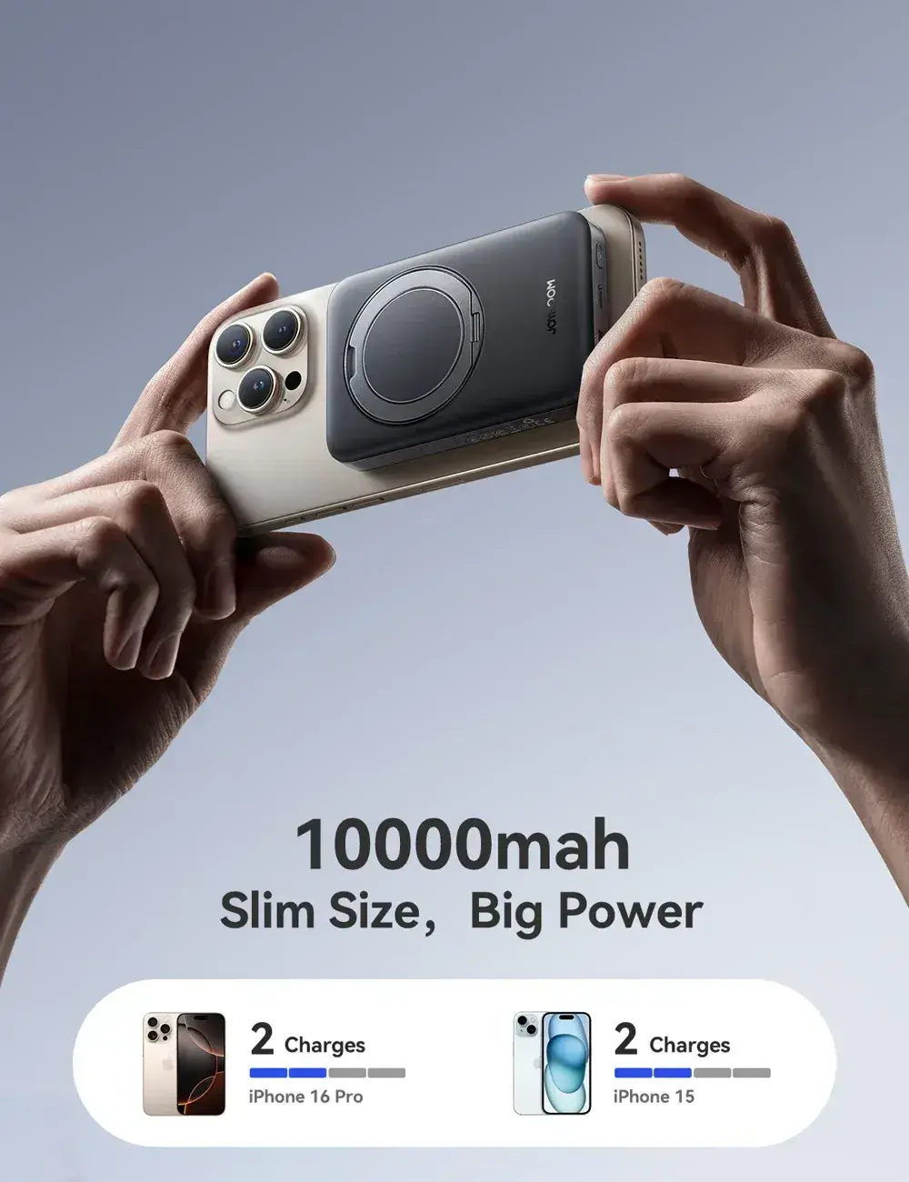 JOYROOM JR-PBM12 10000mAh 22.5W Fast Charging Magnetic Wireless Power Bank with Ring Holder
