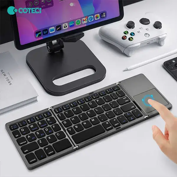 COTECi OF-033 Ultra-Thin 63-Key Tri-Fold Wireless Keyboard with Built-in Touchpad