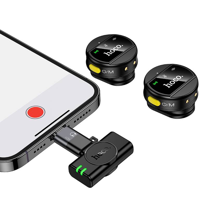 Hoco L22 Bright 2-in-1 Wireless Microphone with Charging Case Lightning & Type-C