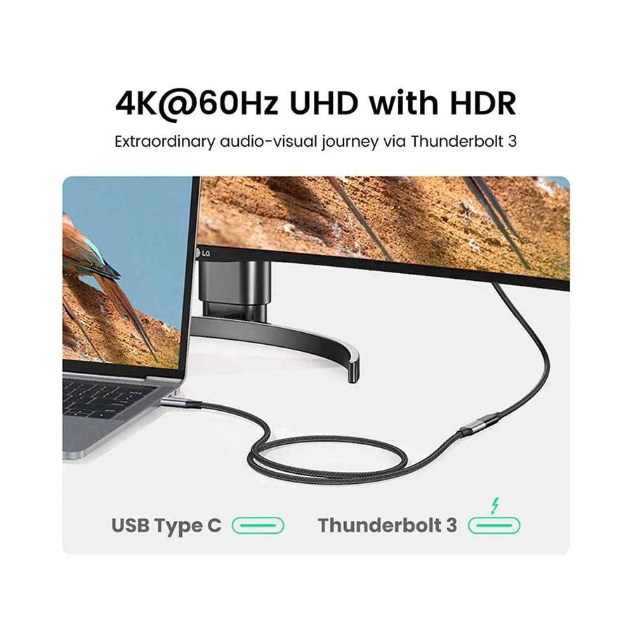 UGREEN US372 USB-C Male to Female Gen2 Aluminum Case Braided Extension Cable 1M (30205)