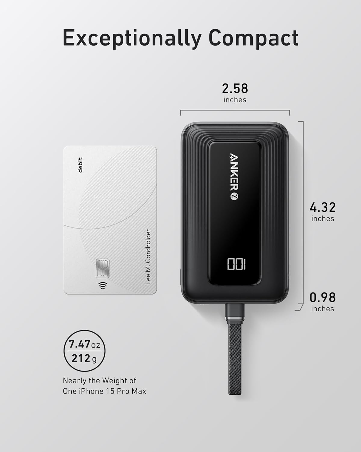 Anker Zolo A1688 10000mAh 30W Power Bank with 5.4-inch Built-in USB-C Cable