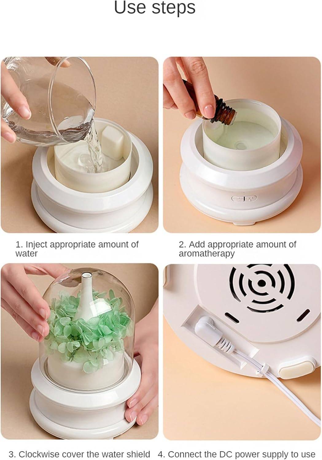 Ultrasonic USB Aroma Diffuser & Air Humidifier with Decorative Flower Design