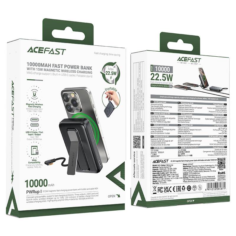 ACEFAST M24 10000mAh Magnetic Wireless Power Bank 22.5W Fast Charging
