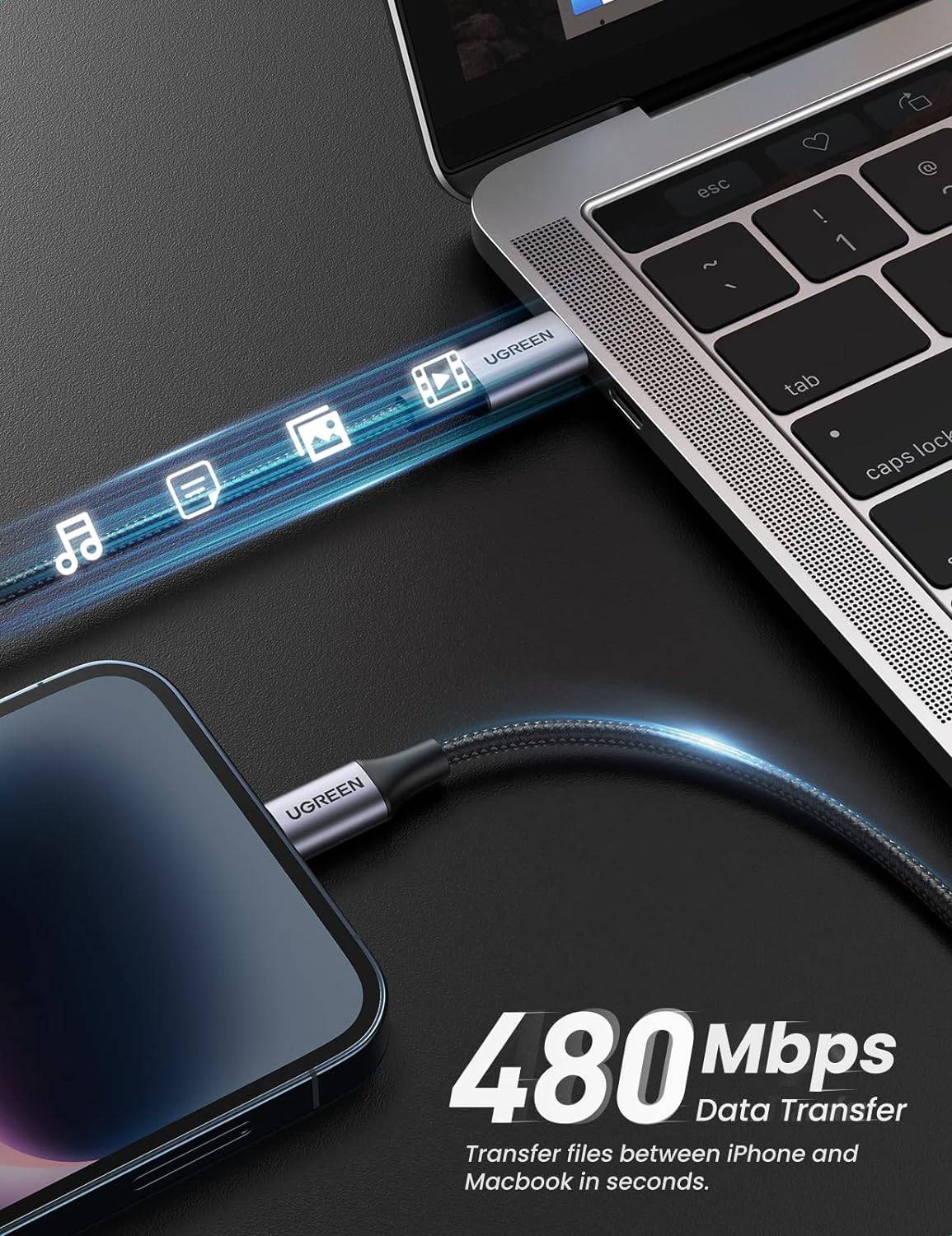 UGREEN US304 (60761) USB-C to Lightning Aluminum Cable 2M