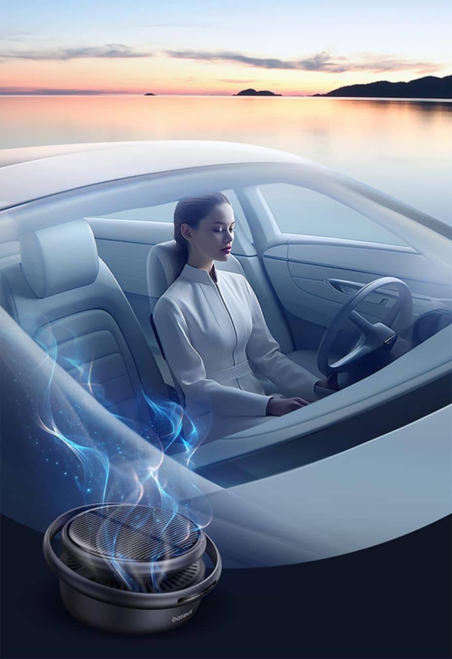 Baseus Car Air Freshener Solar Power Automatic Rotating Diffusion Perfume