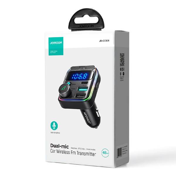 Joyroom JR-CCB01 48W Bluetooth FM Transmitter with Dual Microphone & Car Charger